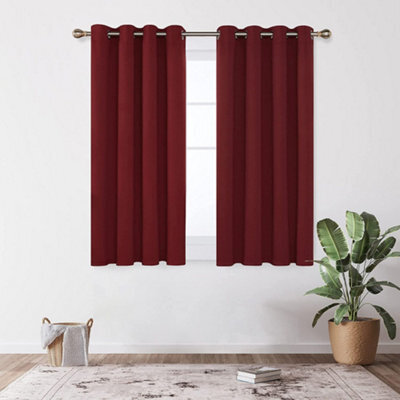 Deconovo Red Blackout Curtains Thermal Insulated Eyelet Curtains Ring Top Curtains For Girls Bedroom Red 42 X 63 Inch 2 Panels