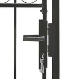Walplus Fence Gate With Arched Top Steel 104X175 Cm Black - thumbnail 6