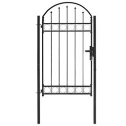 Walplus Fence Gate With Arched Top Steel 104X175 Cm Black - thumbnail 4