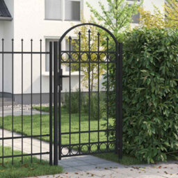 Walplus Fence Gate With Arched Top Steel 104X175 Cm Black