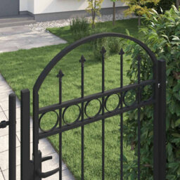Walplus Fence Gate With Arched Top Steel 104X175 Cm Black - thumbnail 3