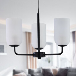 First Choice Lighting Set Of 2 Victoria - Black 3 Arm Ceiling Pendants Frost Glass Shades - thumbnail 5