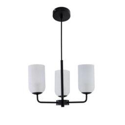 First Choice Lighting Set Of 2 Victoria - Black 3 Arm Ceiling Pendants Frost Glass Shades - thumbnail 3
