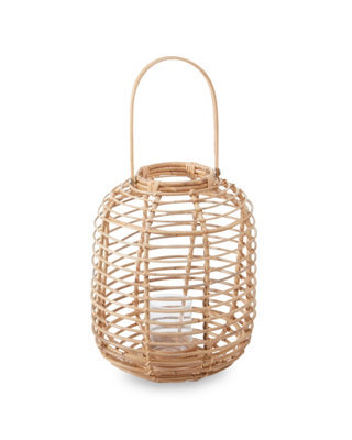 Orsina Sustainable Natural Rattan Lantern, Rounded Modern Black Candle Lantern, Versatile Tealight Lantern - image 1