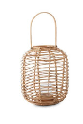 Orsina Sustainable Natural Rattan Lantern, Rounded Modern Black Candle Lantern, Versatile Tealight Lantern - thumbnail 2
