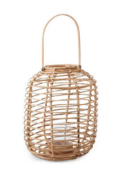 Orsina Sustainable Natural Rattan Lantern, Rounded Modern Black Candle Lantern, Versatile Tealight Lantern - thumbnail 3