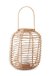 Orsina Sustainable Natural Rattan Lantern, Rounded Modern Black Candle Lantern, Versatile Tealight Lantern - thumbnail 4