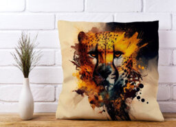 Warren Reed Designer Cheetah Face Splashart Cushions 45Cm X 45Cm - thumbnail 2