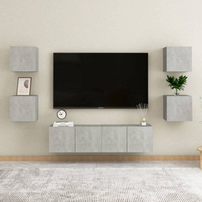 Berkfield 6 Piece Tv Cabinet Set Concrete Grey Engineered Wood - image 1
