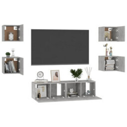 Berkfield 6 Piece Tv Cabinet Set Concrete Grey Engineered Wood - thumbnail 3