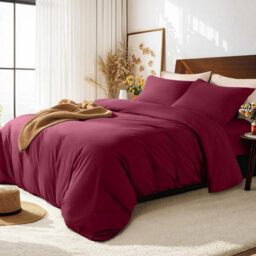 Aspire Homeware Burgundy Duvet Cover Set, Soft Microfiber & Reversible, Single (L)200Cm X (W)135Cm - thumbnail 5