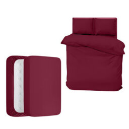 Aspire Homeware Burgundy Duvet Cover Set, Soft Microfiber & Reversible, Single (L)200Cm X (W)135Cm - thumbnail 1
