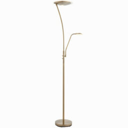 Floor Lamp Light Antique Brass & Frosted Plastic 18W Led & 6W Led