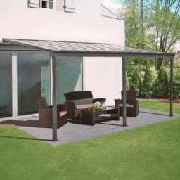 Sweeek - 3X5M Aluminium Lean-To Pergola With Gutter Avenio Anthracite 557X303X258 Cm - thumbnail 3