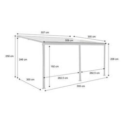 Sweeek - 3X5M Aluminium Lean-To Pergola With Gutter Avenio Anthracite 557X303X258 Cm - thumbnail 4