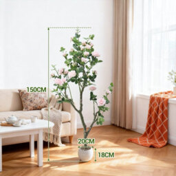 London Boutique 150Cm Artificial Rose Tree In Pot, Pink Faux Flower Tree, Uv Resistant Silk Foliage, Indoor Outdoor Wedding Décor - thumbnail 2