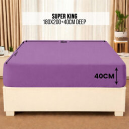 Aspire Homeware Purple Fitted Sheet 40Cm Extra Deep Pocket Hypoallergenic Bed Sheet Microfiber (L)200Cm X (W)180Cm,super King - thumbnail 7