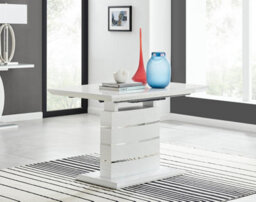 Furniturebox Uk Renato 120Cm High Gloss Extending Dining Table And 6 Navy Pesaro Silver Leg Chairs - thumbnail 3