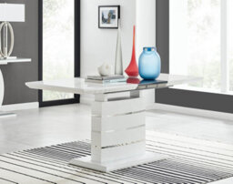 Furniturebox Uk Renato 120Cm High Gloss Extending Dining Table And 6 Navy Pesaro Silver Leg Chairs - thumbnail 5