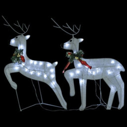 Berkfield Reindeer & Sleigh Christmas Decoration 140 Leds Outdoor White - thumbnail 7