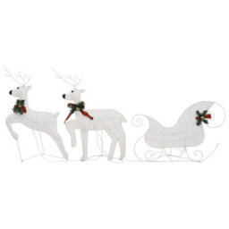 Berkfield Reindeer & Sleigh Christmas Decoration 140 Leds Outdoor White - thumbnail 5