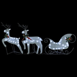Berkfield Reindeer & Sleigh Christmas Decoration 140 Leds Outdoor White - thumbnail 3