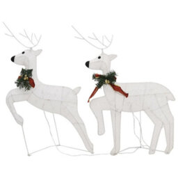 Berkfield Reindeer & Sleigh Christmas Decoration 140 Leds Outdoor White - thumbnail 8