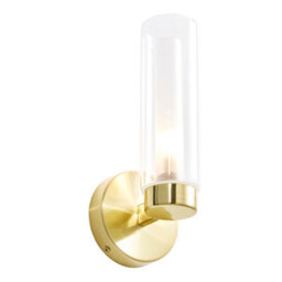CGC Lighting Cgc Nada Bathroom Wall Light Clear Glass Diffuser Satin Brass