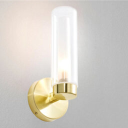 CGC Lighting Cgc Nada Bathroom Wall Light Clear Glass Diffuser Satin Brass - thumbnail 2