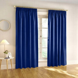 Aspire Homeware Navy Plain Blackout Curtain Room Darkening Pencil Pleat Curtain Pair (W)168Cm X (D)183Cm With Tie Back Pair - thumbnail 1