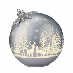 Xample Glass Rotating Ball Ornaments Set Of 2, Led Christmas Decorations, Etched Winter Forest Design, Aa Batteries Included - thumbnail 5