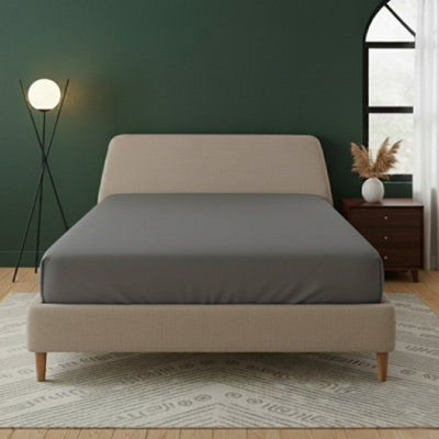 Flannelette Fitted Sheet Extra Deep 40Cm Skirt Soft Brushed Cotton Grey - image 1