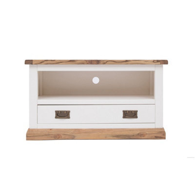 Cabinet Bits Tropea Off White 1 Drawer Tv Cabinet Brass Drop Handle - image 1