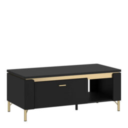 Wyld Haus Marslet Narrow Coffee Table - Matt Black With Gold Accents, 1 Drawer - thumbnail 2