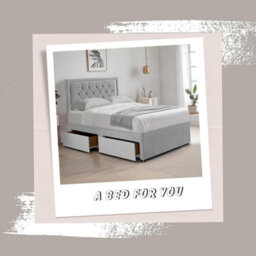 Silver Plush 6Ft Super King Size Bed With Matttress  2 Storage Drawers And 20 Inch Borderd Headboard - thumbnail 2