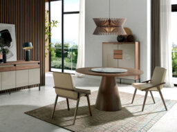 Angel Cerda Stylish Rotating Round Walnut Dining Table - thumbnail 2