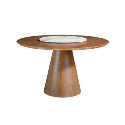 Angel Cerda Stylish Rotating Round Walnut Dining Table - thumbnail 1