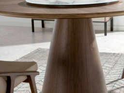 Angel Cerda Stylish Rotating Round Walnut Dining Table - thumbnail 6