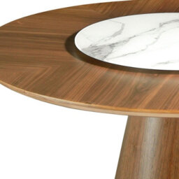 Angel Cerda Stylish Rotating Round Walnut Dining Table - thumbnail 4