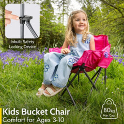 Trail Outdoor Leisure Buzzard Kids Folding Bucket Camping Chair Padded Pink (3-10 Years) - thumbnail 3