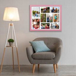 AK Frames 20X16 Pastel Pink Sleek Multi Photo Frame With White Mount - Holds 9 Apertures (2X) 7X5, (7X) 6X4 Photos - thumbnail 3
