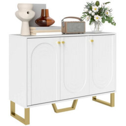 White 3 Door Living Room Sideboard Adjustable Internal Shelves - thumbnail 1