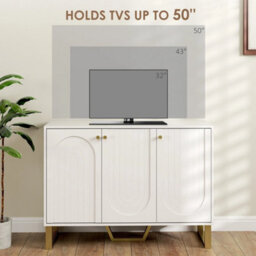 White 3 Door Living Room Sideboard Adjustable Internal Shelves - thumbnail 4