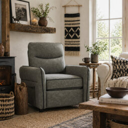 Wyld Haus Pamazi Grey Faux Leather Accent Armchair With Black Piping - 80W X 85D X 90H Cm - thumbnail 1