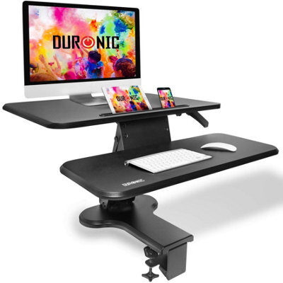 Duronic Dm05D13 Sit-Stand Desk Workstation, Desk Convertor, Manually Height Adjustable 12-40Cm, 64X44Cm Platform - Black - image 1