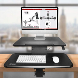 Duronic Dm05D13 Sit-Stand Desk Workstation, Desk Convertor, Manually Height Adjustable 12-40Cm, 64X44Cm Platform - Black - thumbnail 2