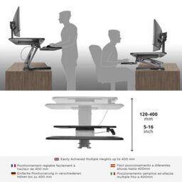 Duronic Dm05D13 Sit-Stand Desk Workstation, Desk Convertor, Manually Height Adjustable 12-40Cm, 64X44Cm Platform - Black - thumbnail 4