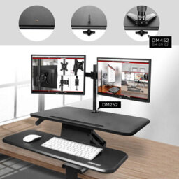 Duronic Dm05D13 Sit-Stand Desk Workstation, Desk Convertor, Manually Height Adjustable 12-40Cm, 64X44Cm Platform - Black - thumbnail 6