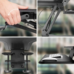 Duronic Dm05D13 Sit-Stand Desk Workstation, Desk Convertor, Manually Height Adjustable 12-40Cm, 64X44Cm Platform - Black - thumbnail 5