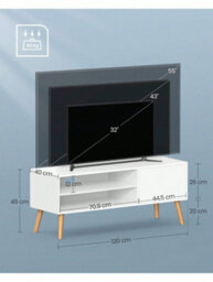 Songmics Vasagle Tv Unit, 120 Cm Wide Tv Stand Cabinet, For Tvs Up To 55 Inches, Entertainment Center, Modern Tv Console - thumbnail 8